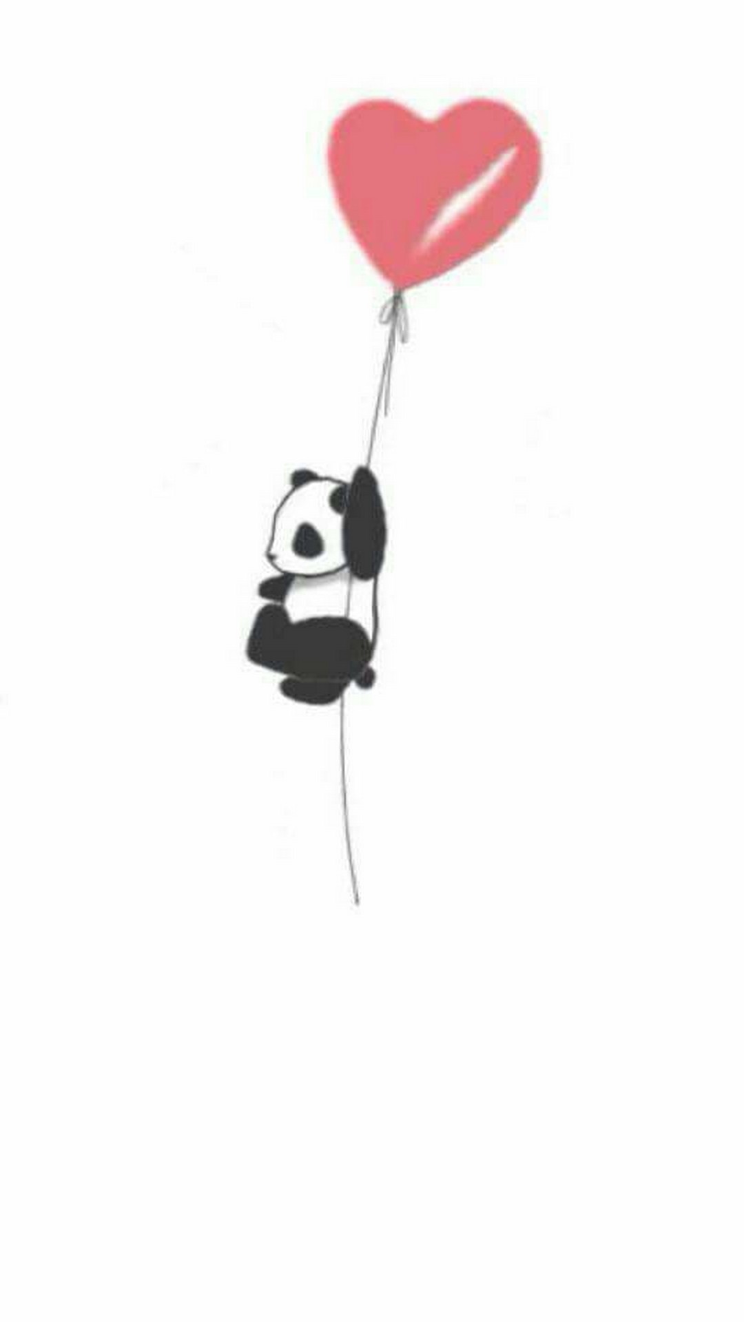 Baby Panda Wallpaper For Phone - Panda With Balloons Drawing - HD Wallpaper 