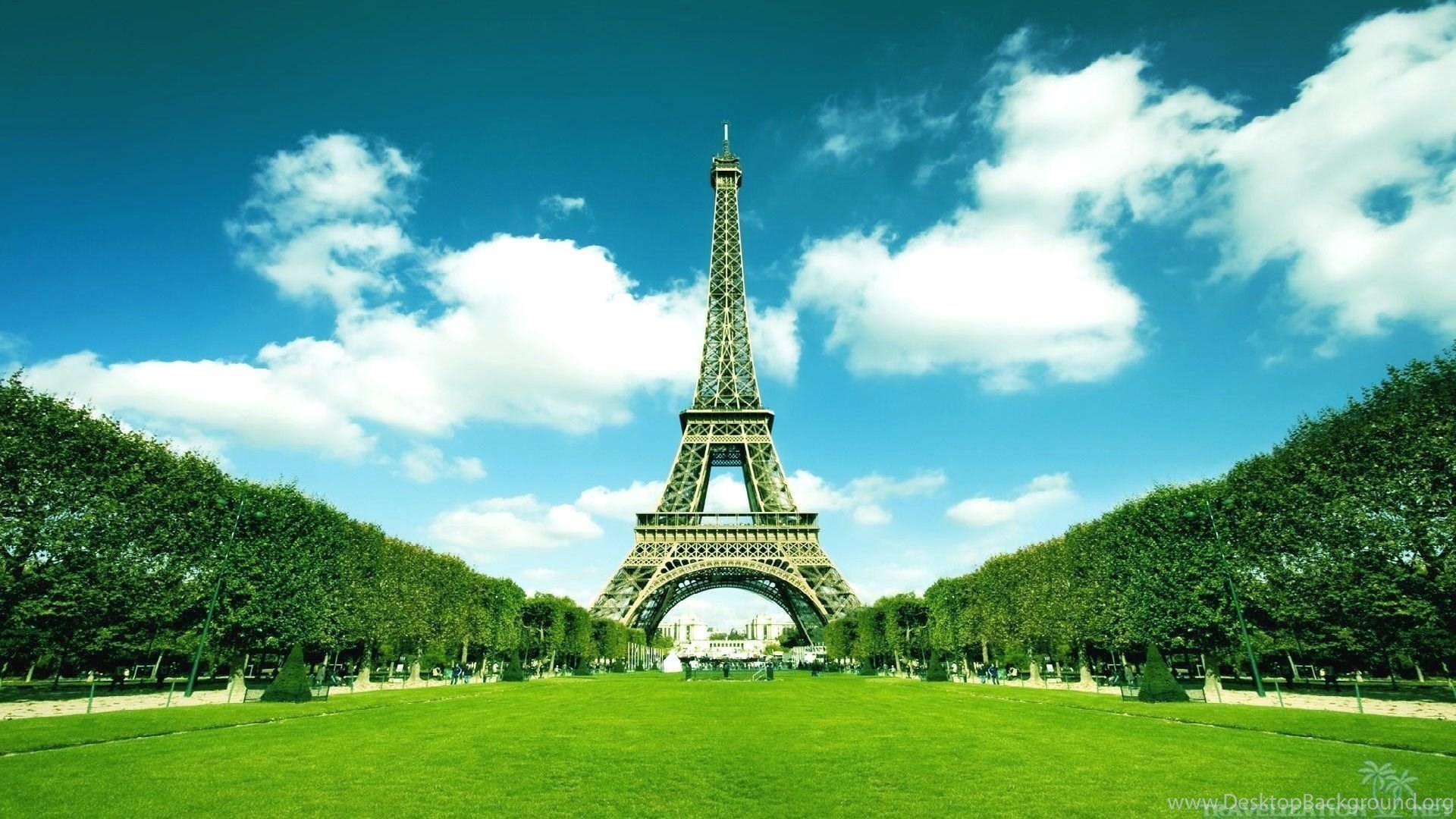 Original Size 
 Data Src Cool Eiffel Tower Background - Eiffel Tower With Trees - HD Wallpaper 