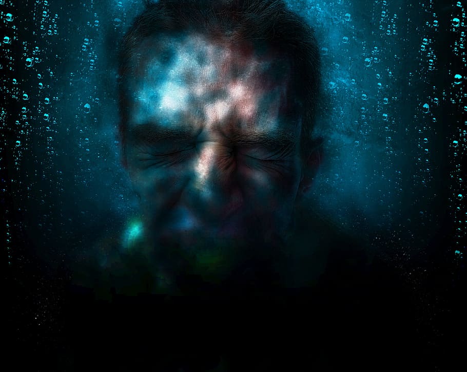 Man S Face, Submerge, Problem, Unhappy, Sad, Worried, - Sadness - HD Wallpaper 
