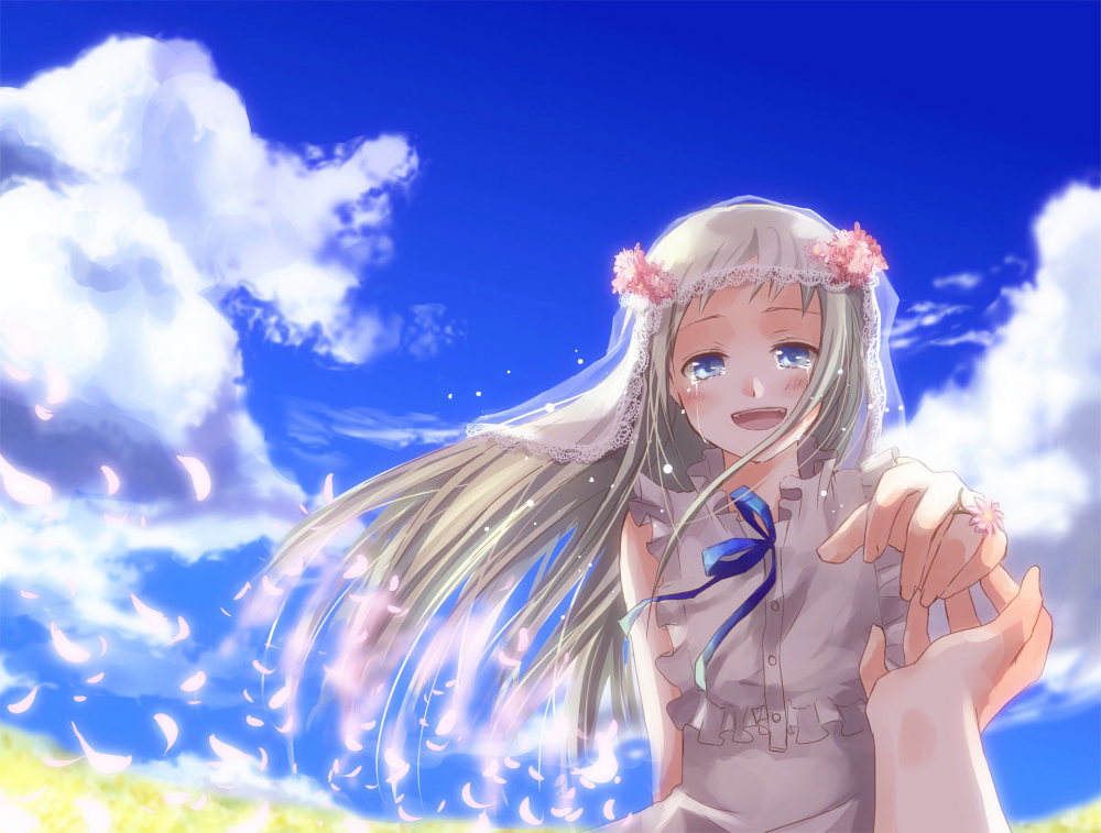 Anohana, Menma, Tears, Leaves, Clouds, Sky - Menma Wallpaper Anohana - HD Wallpaper 
