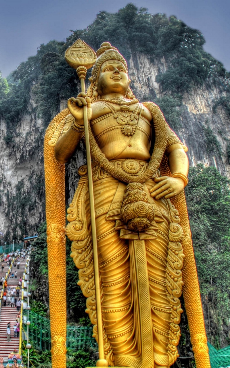 Wallpaper Murugan, Malaysia, Statue, Stairs, Hills, - Batu Caves - HD Wallpaper 