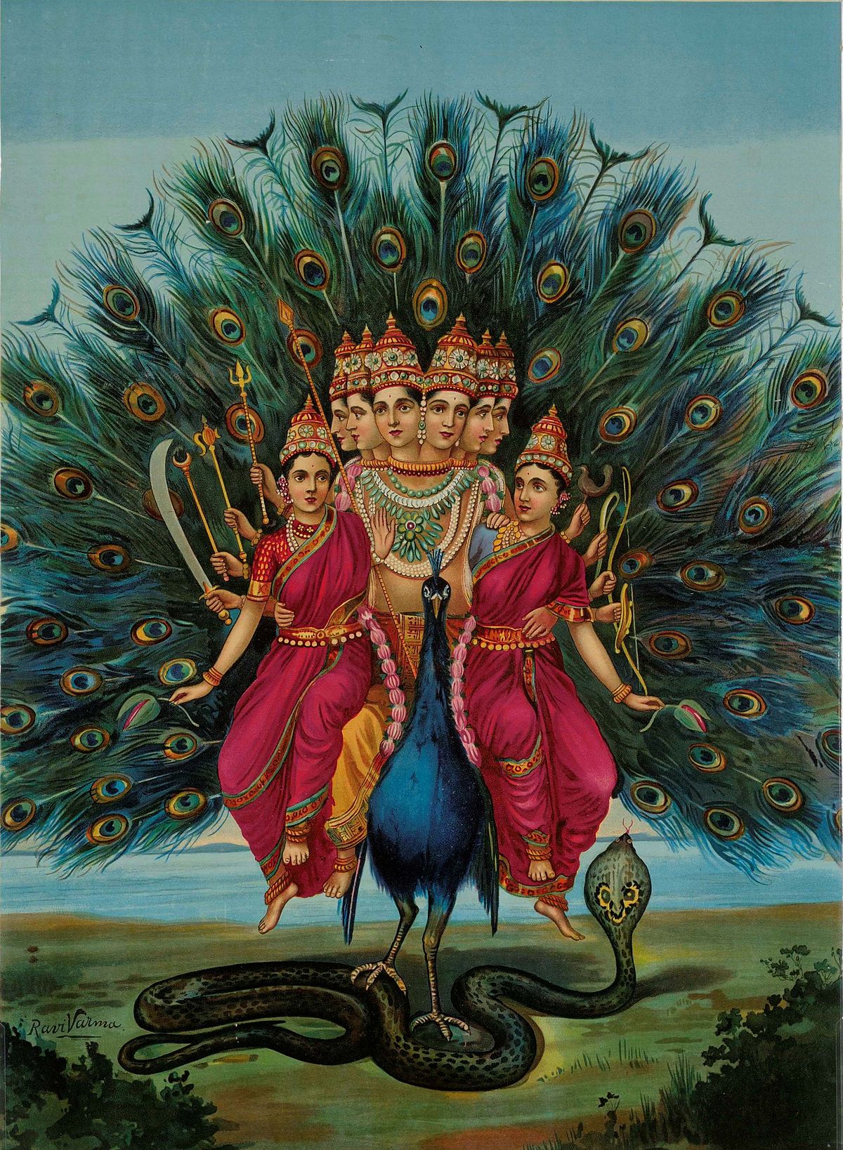 Murugan By Raja Ravi Varma - HD Wallpaper 