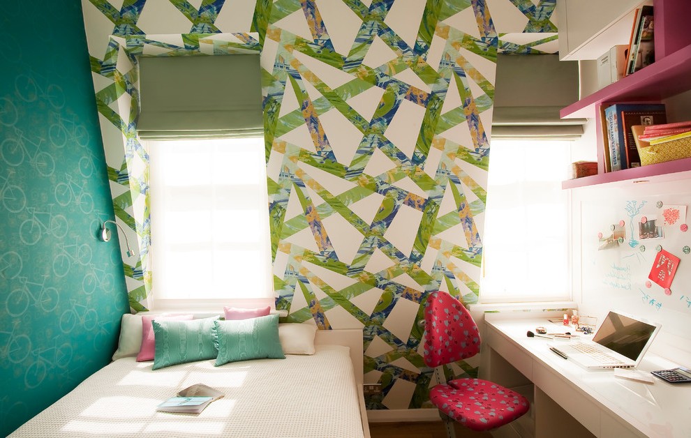 London Teenage Girl Bedding With Wallpaper And Wall - Window Covering - HD Wallpaper 