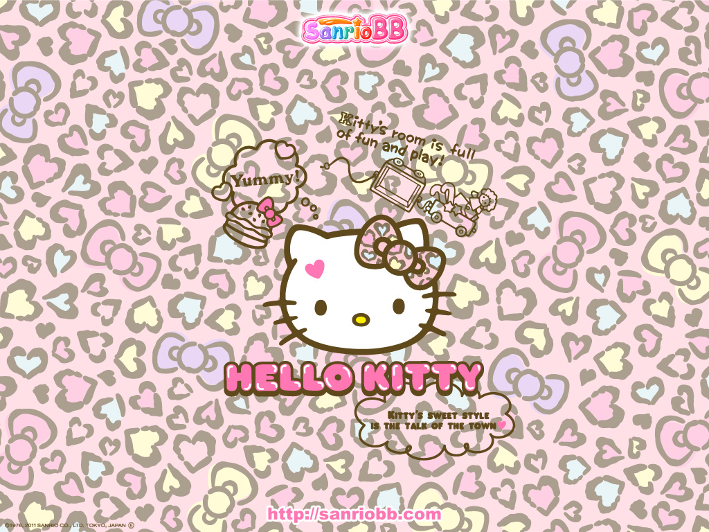 Pink, Wallpaper, And Cute Image - Hello Kitty Pink Leopard - HD Wallpaper 