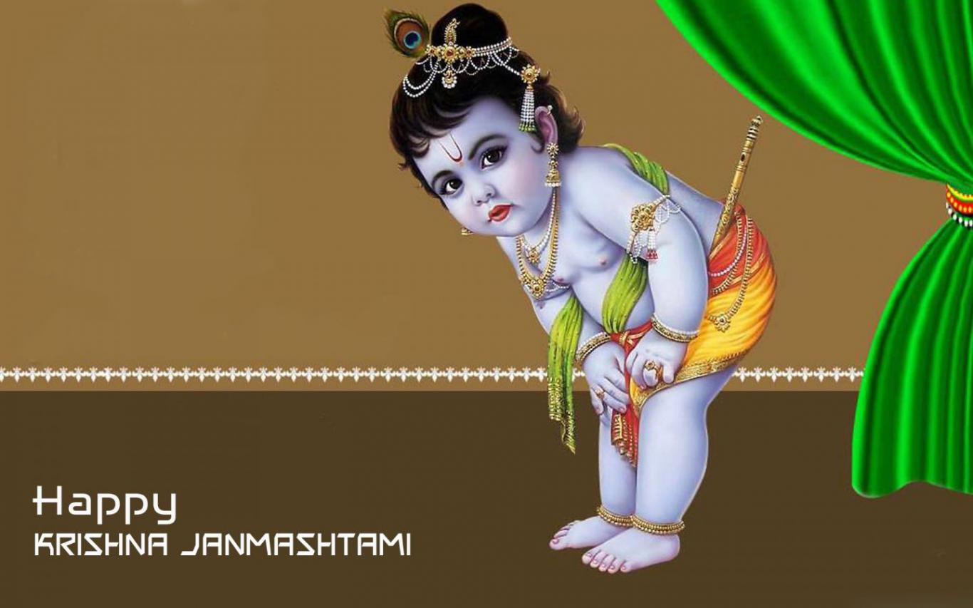 Cute Happy Krishna Janmashtami - HD Wallpaper 