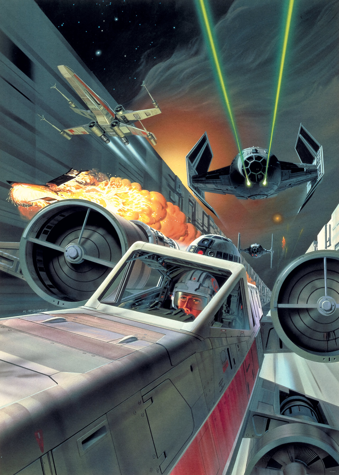 Star Wars Classic Death Star Trench Run 
 Title Star - Battle Of Yavin Artwork - HD Wallpaper 