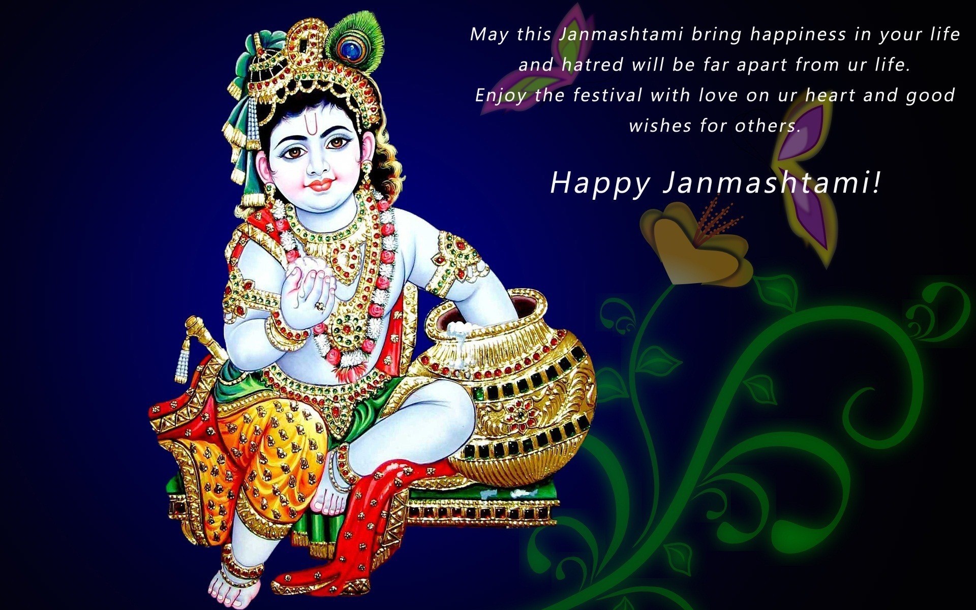 Wish You Krishna Happy Janmashtami Wallpaper - Krishna Janmashtami Date 2019 - HD Wallpaper 