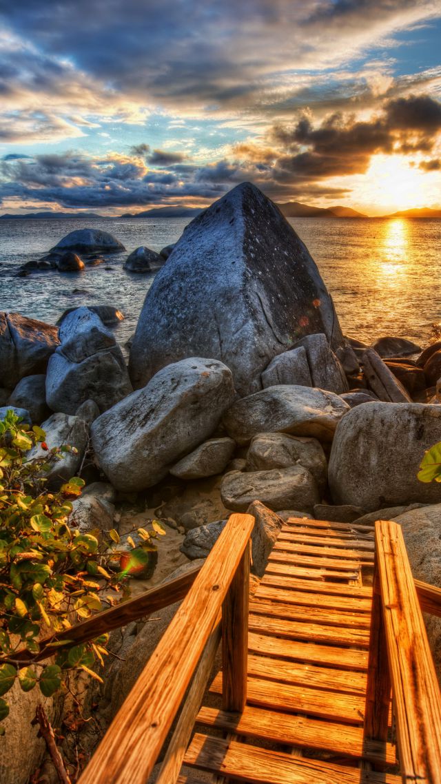 Sea, 4k, Hd Wallpaper, Sun, Sunset, Stones, Nature - Vertical Hd - HD Wallpaper 