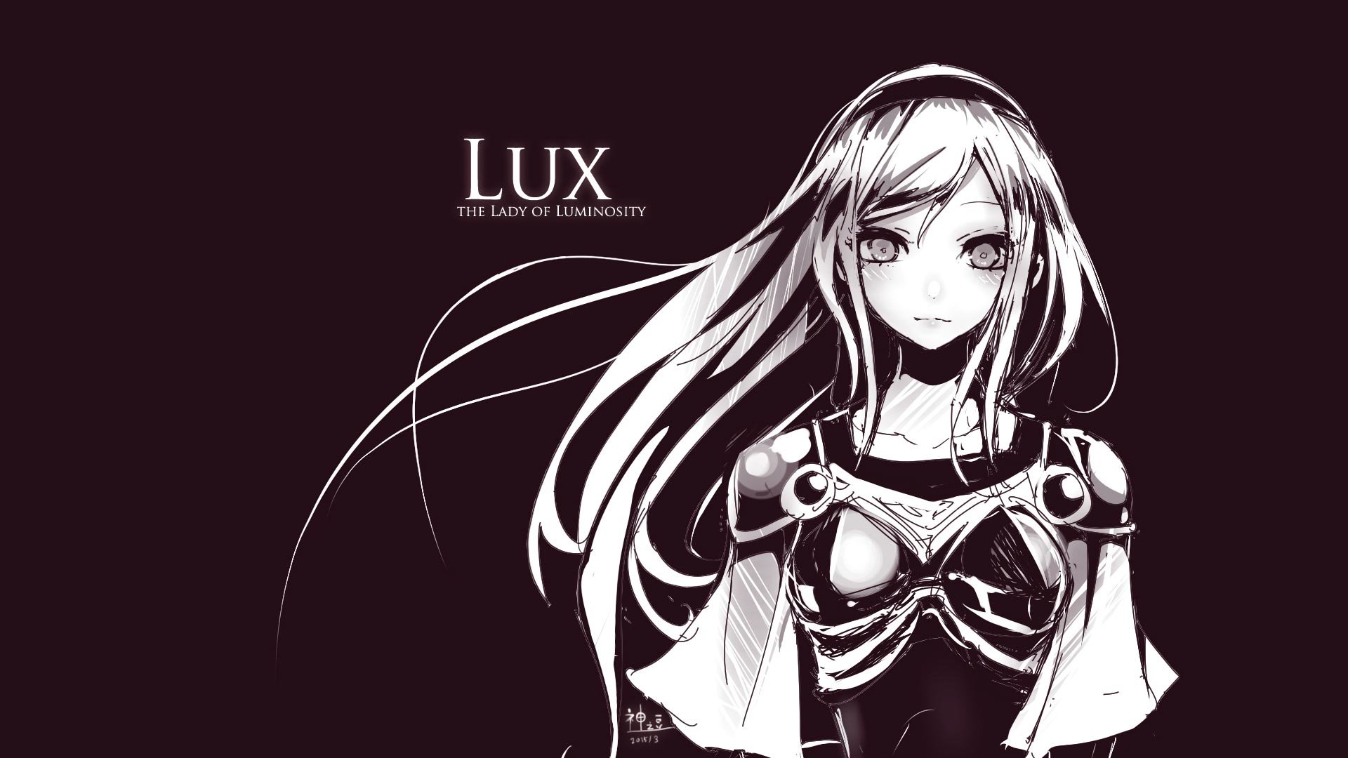 Free Download Lux Wallpaper Id - Lux League Of Legends Black And White - HD Wallpaper 