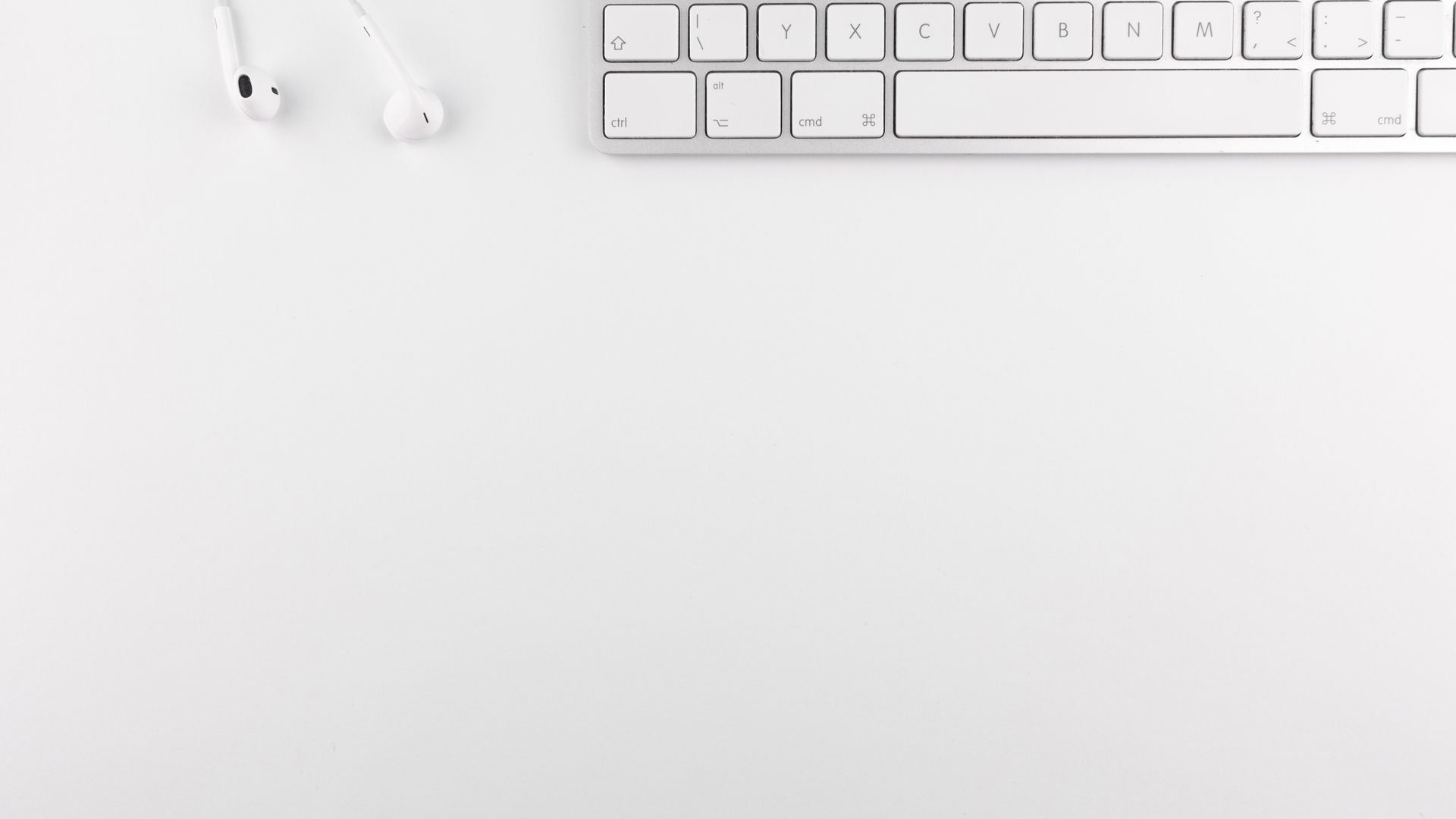 Top View Photo Of Keyboard And Earphones - Computer Background Images White - HD Wallpaper 
