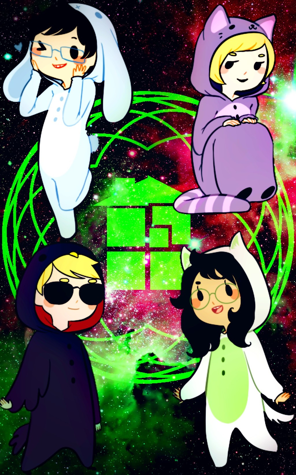 #john #rose #dave #jade #homestuck #wallpaper - Illustration - HD Wallpaper 