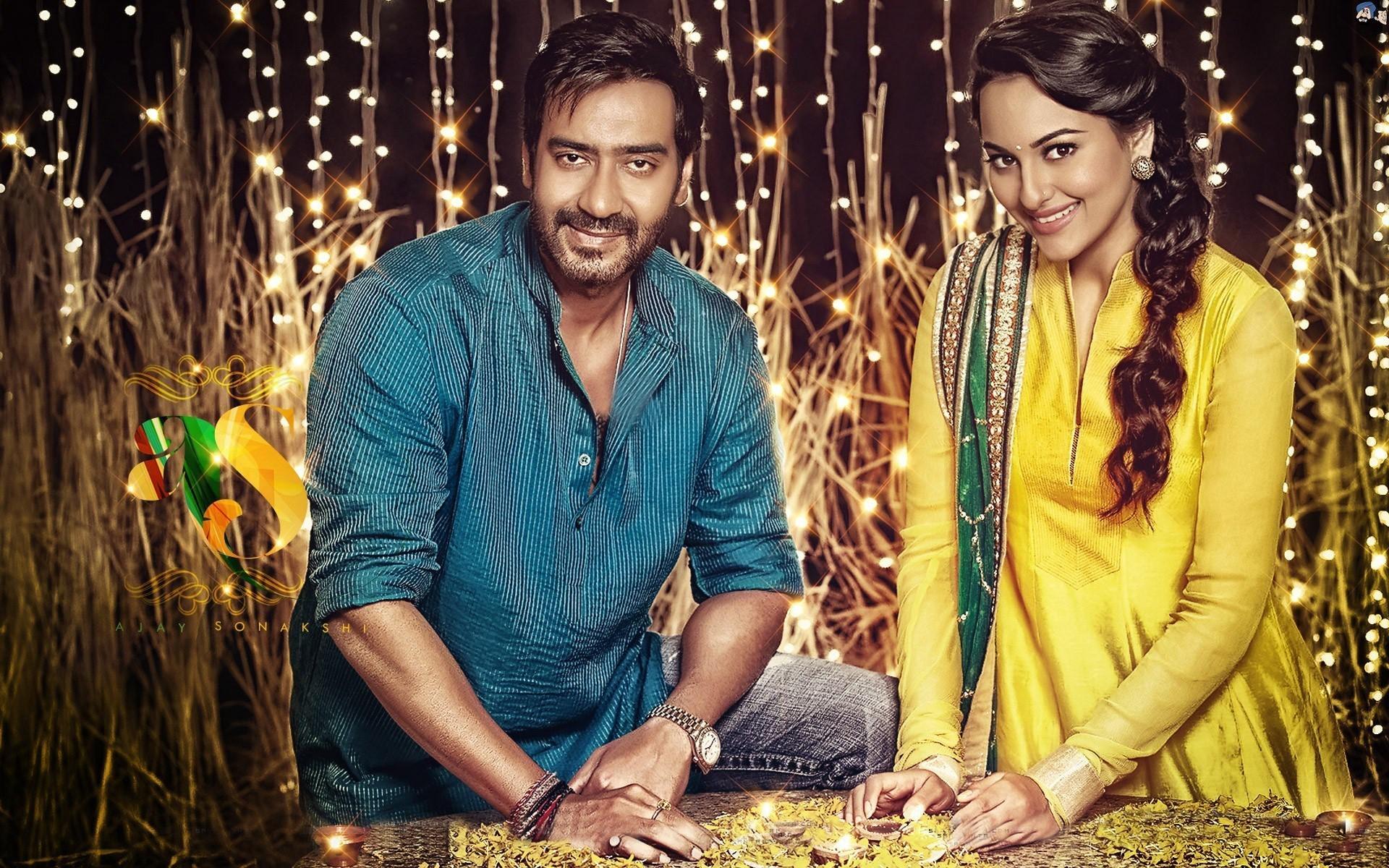 Shonakshi With Ajay - Ajay Devgan And Sonakshi Sinha - HD Wallpaper 