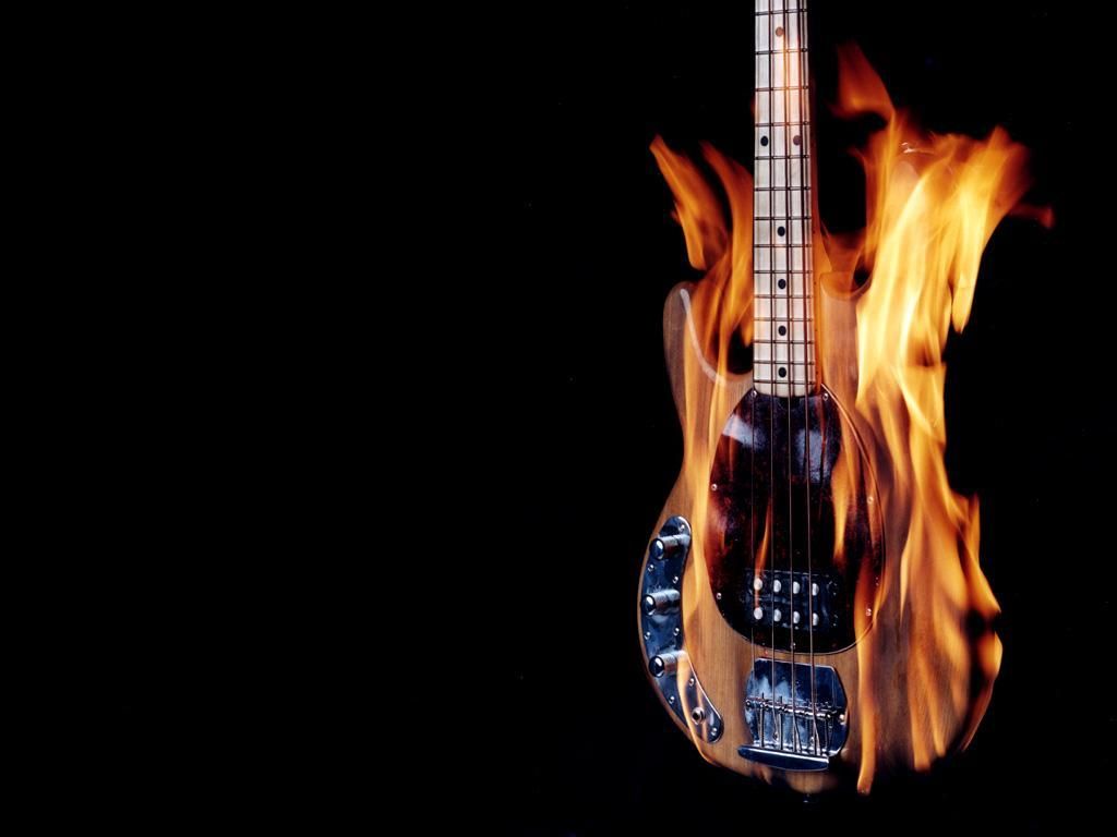Bass Guitar On Fire - HD Wallpaper 