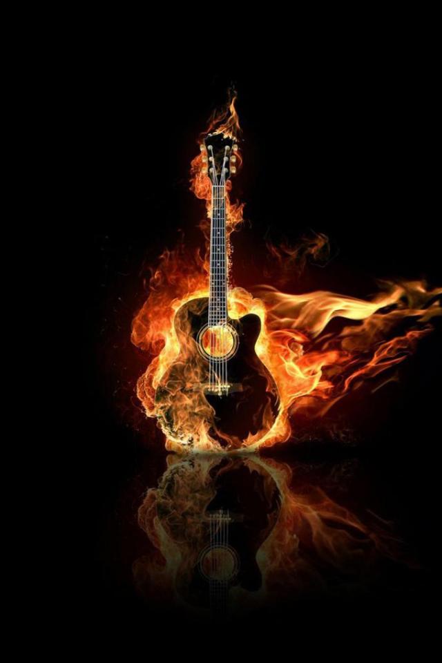 Guitar On Fire - HD Wallpaper 