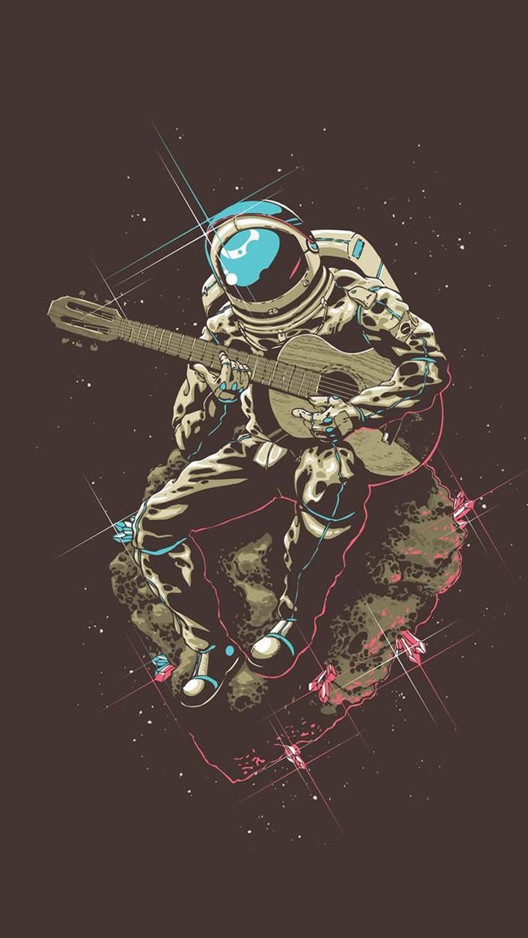 Astronaut With Guitar In Space Iphone Background - Astronaut Wallpaper Iphone Hd - HD Wallpaper 