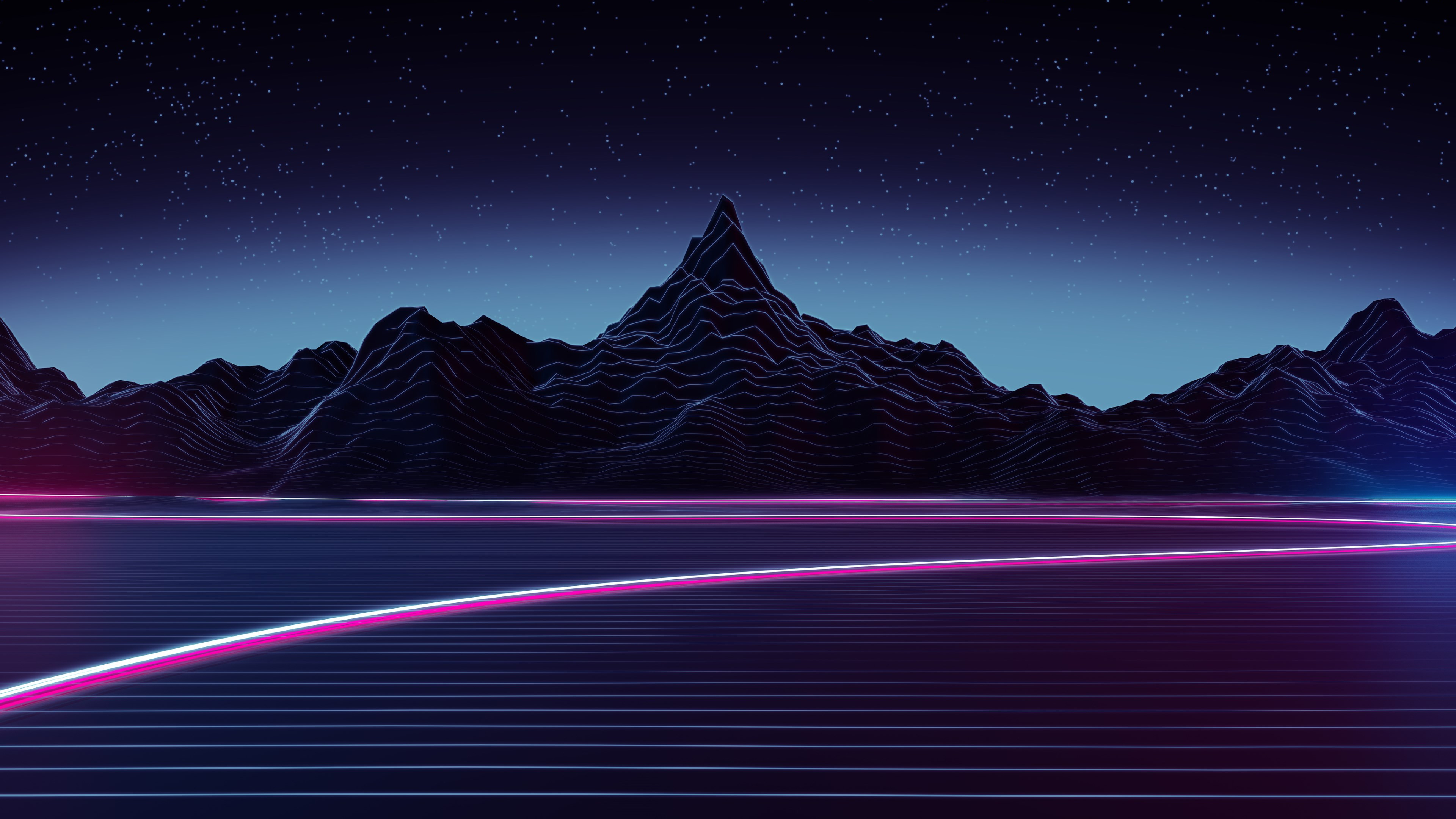 Retrowave Mountain - HD Wallpaper 
