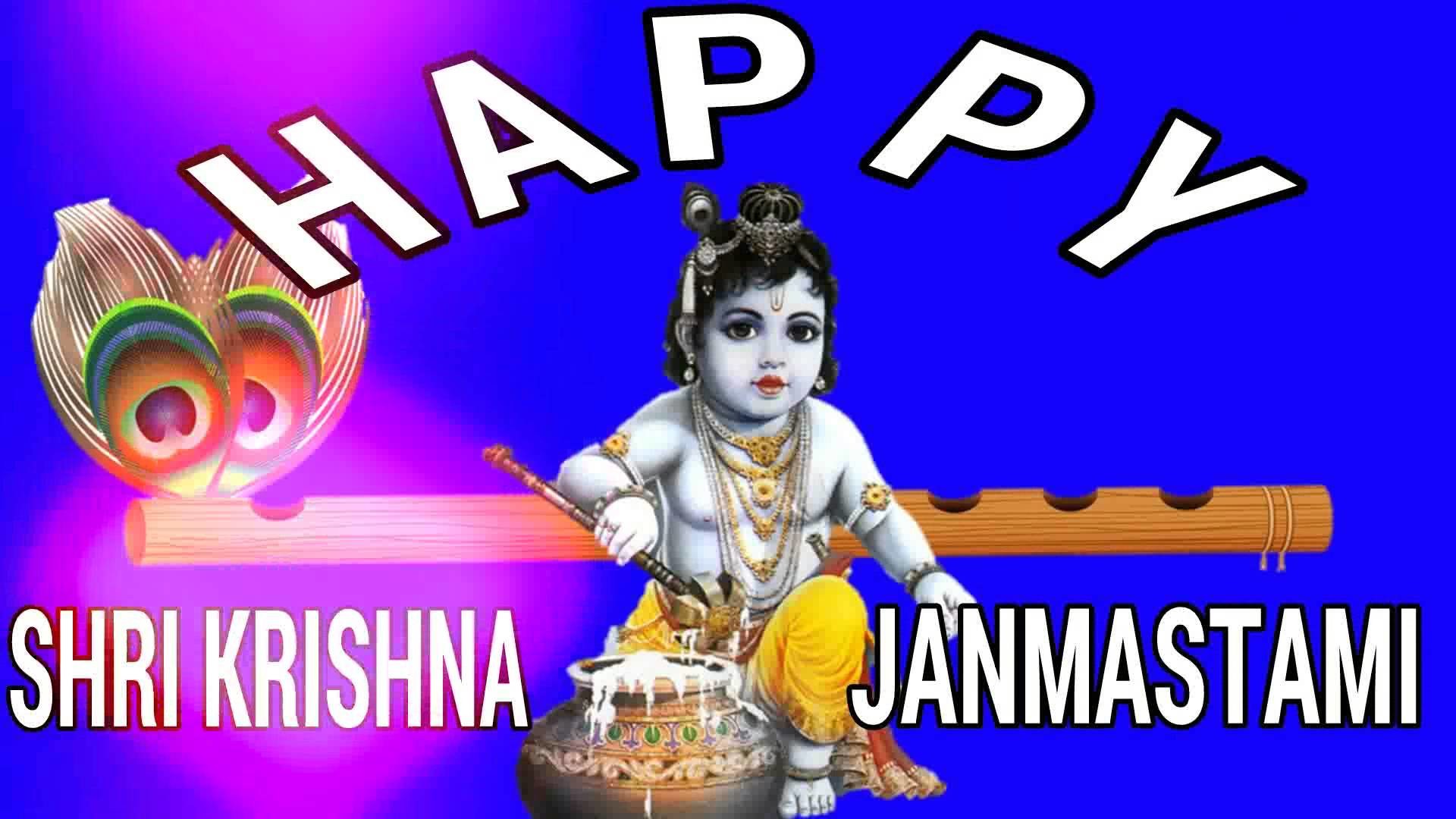 Sri Krishna Video Janmashtami - Happy Sri Krishna Janmashtami - HD Wallpaper 