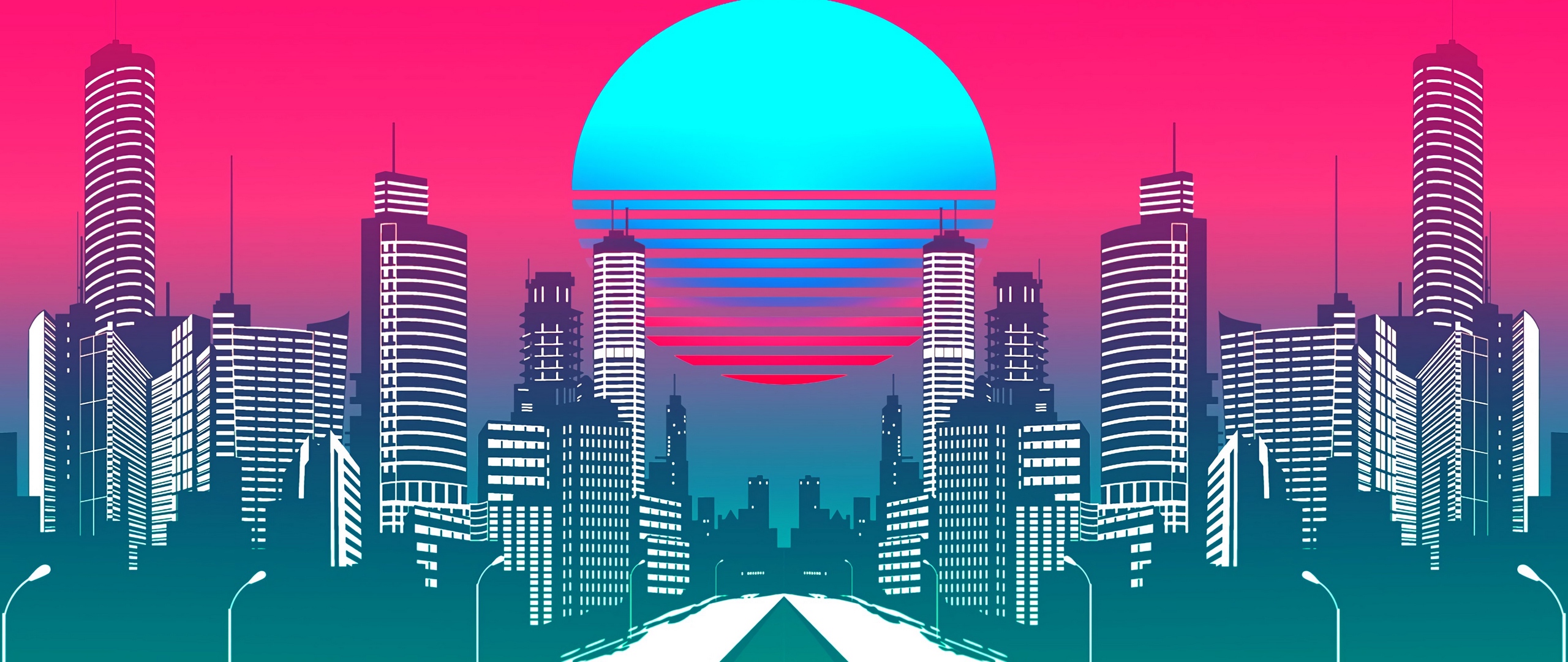 Wallpaper City, Art, Retrowave, Synthwave, Retro - Retrowave City Wallpaper 4k - HD Wallpaper 