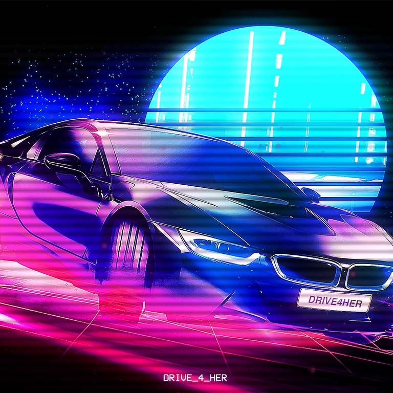 Retrowave Hd Bmw Wallpaper Engine - Retro Wave Bmw 750 - HD Wallpaper 