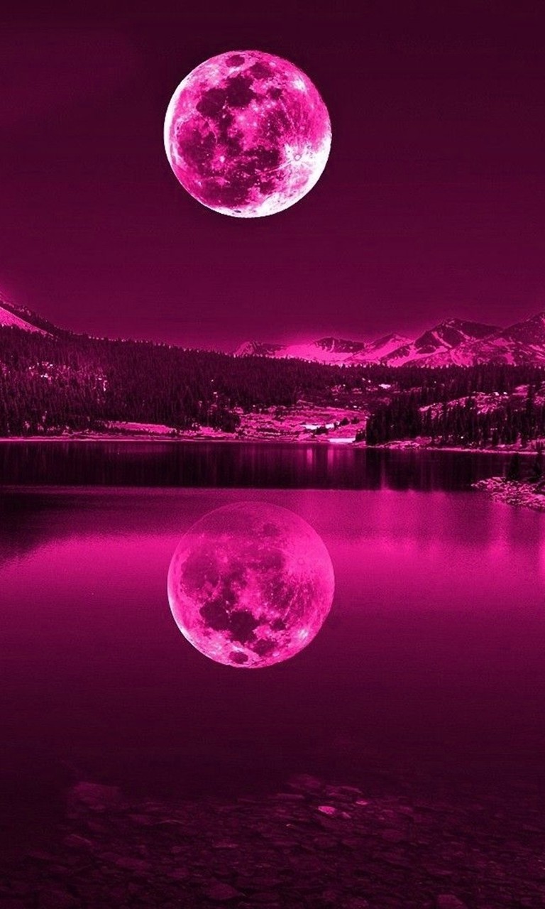 Pink Phone Wallpaper - Pink Moon Wallpaper Hd - HD Wallpaper 