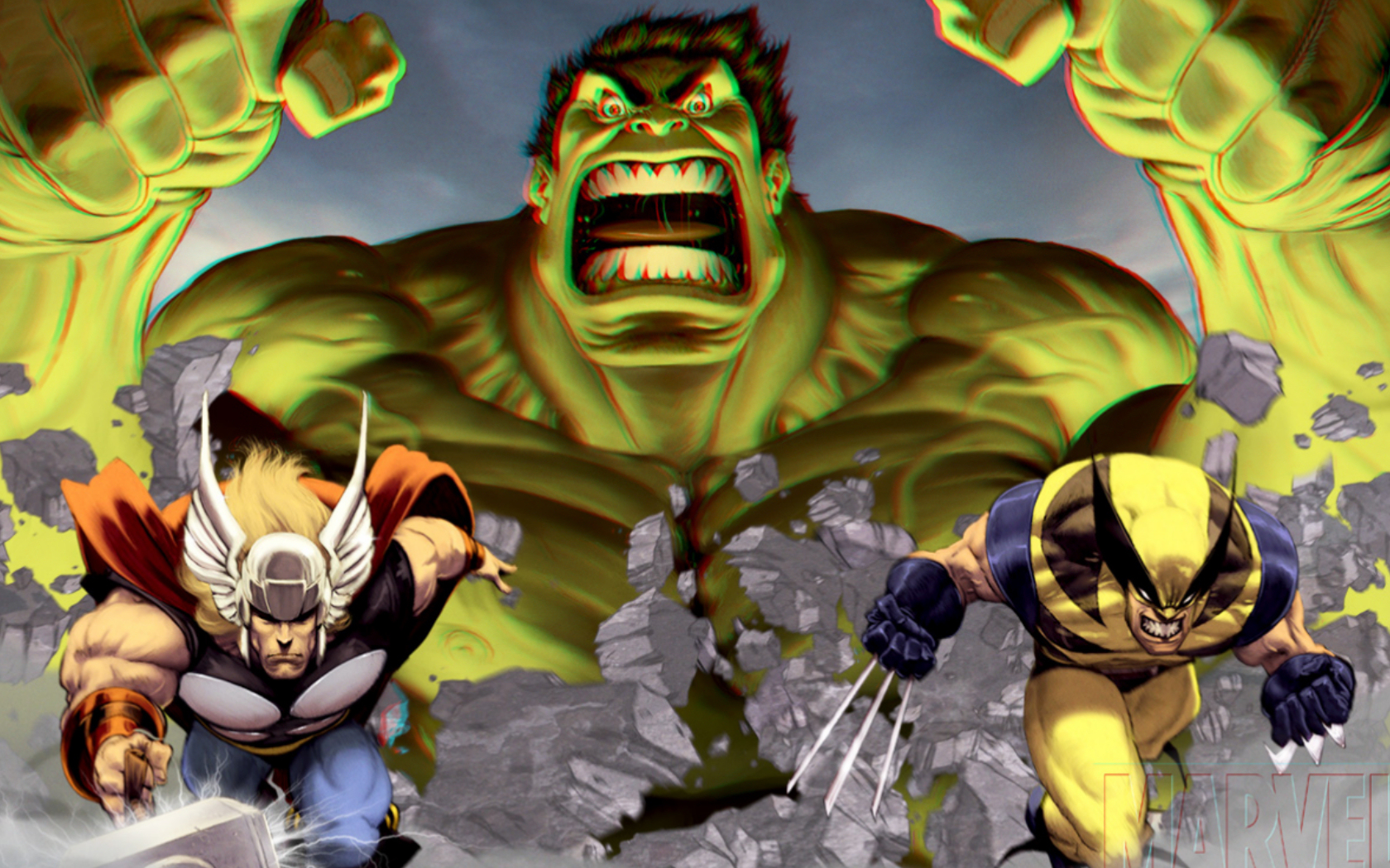 Hulk Vs Thor Vs Wolverine - HD Wallpaper 