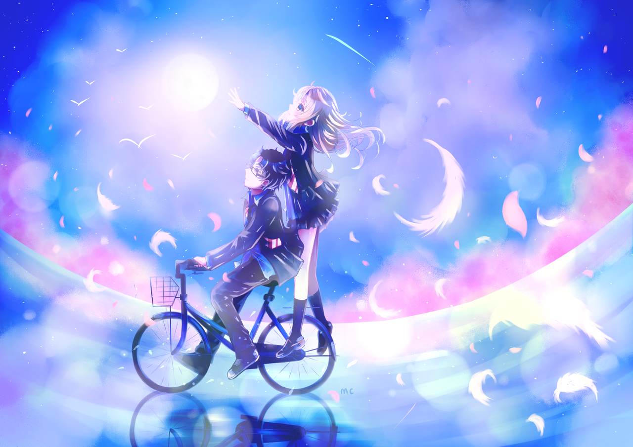 Anime, Bike, And Piano Image - Shigatsu Wa Kimi No Uso - HD Wallpaper 