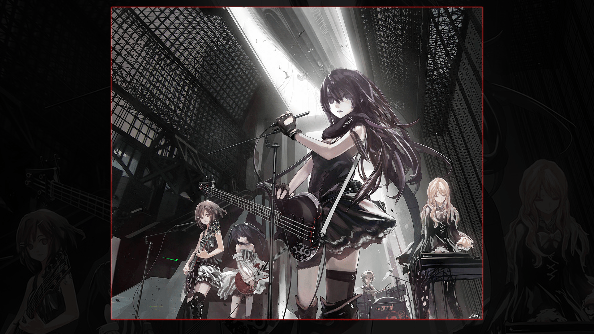 Anime Girl Group Goth - HD Wallpaper 
