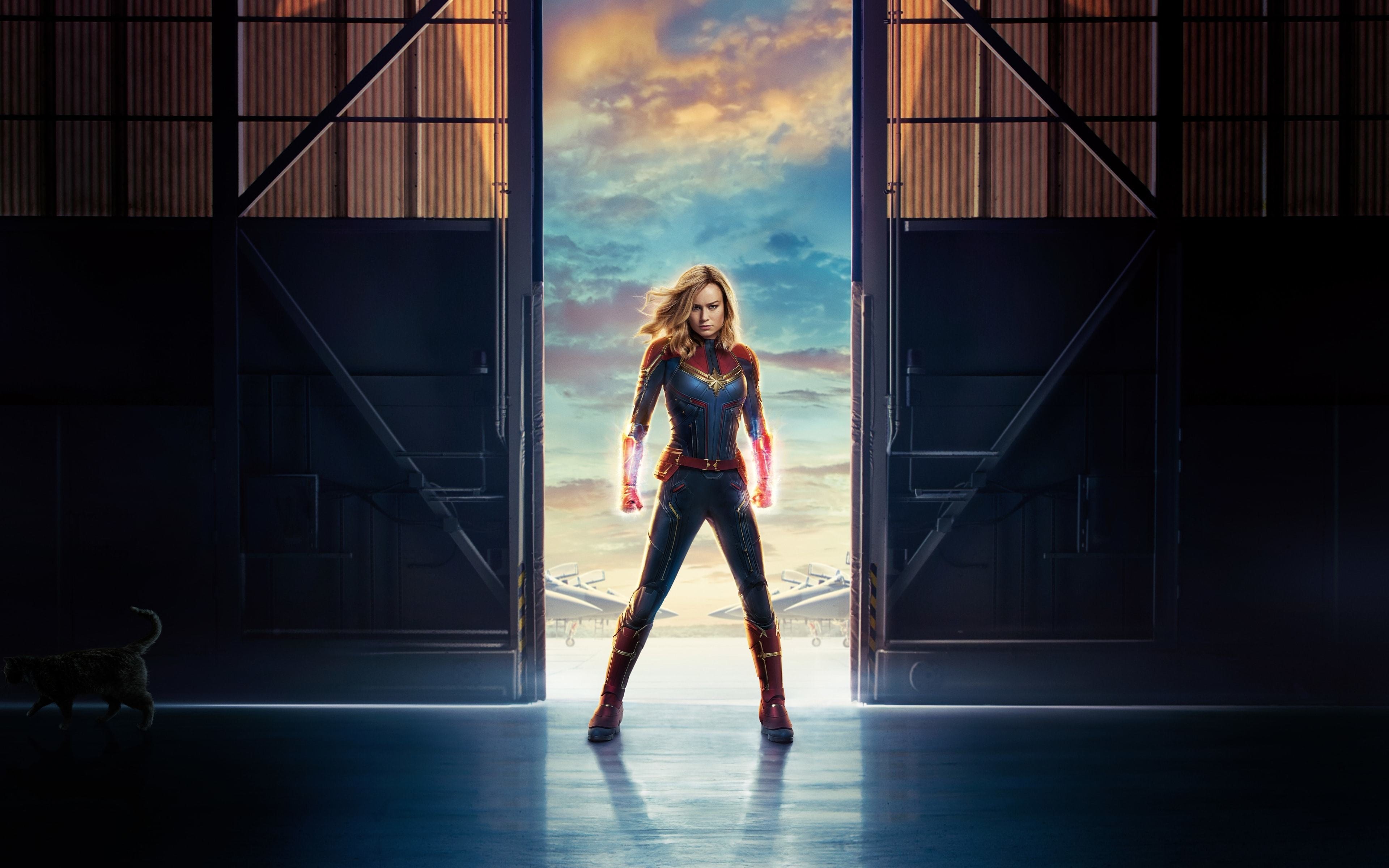 Brie Larson In Captain Marvel Movie 4k Wallpaper - Captain Marvel Poster 16 9 - HD Wallpaper 