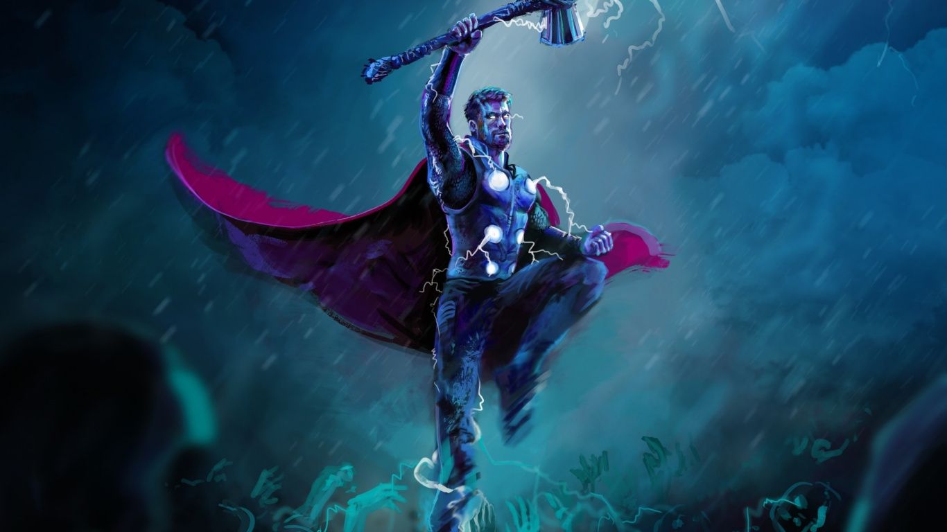 Download Wallpaper Thor, Thunder Storm, Artwork, Tablet - Thor Bring Me  Thanos Wallpaper Hd - 1366x768 Wallpaper 