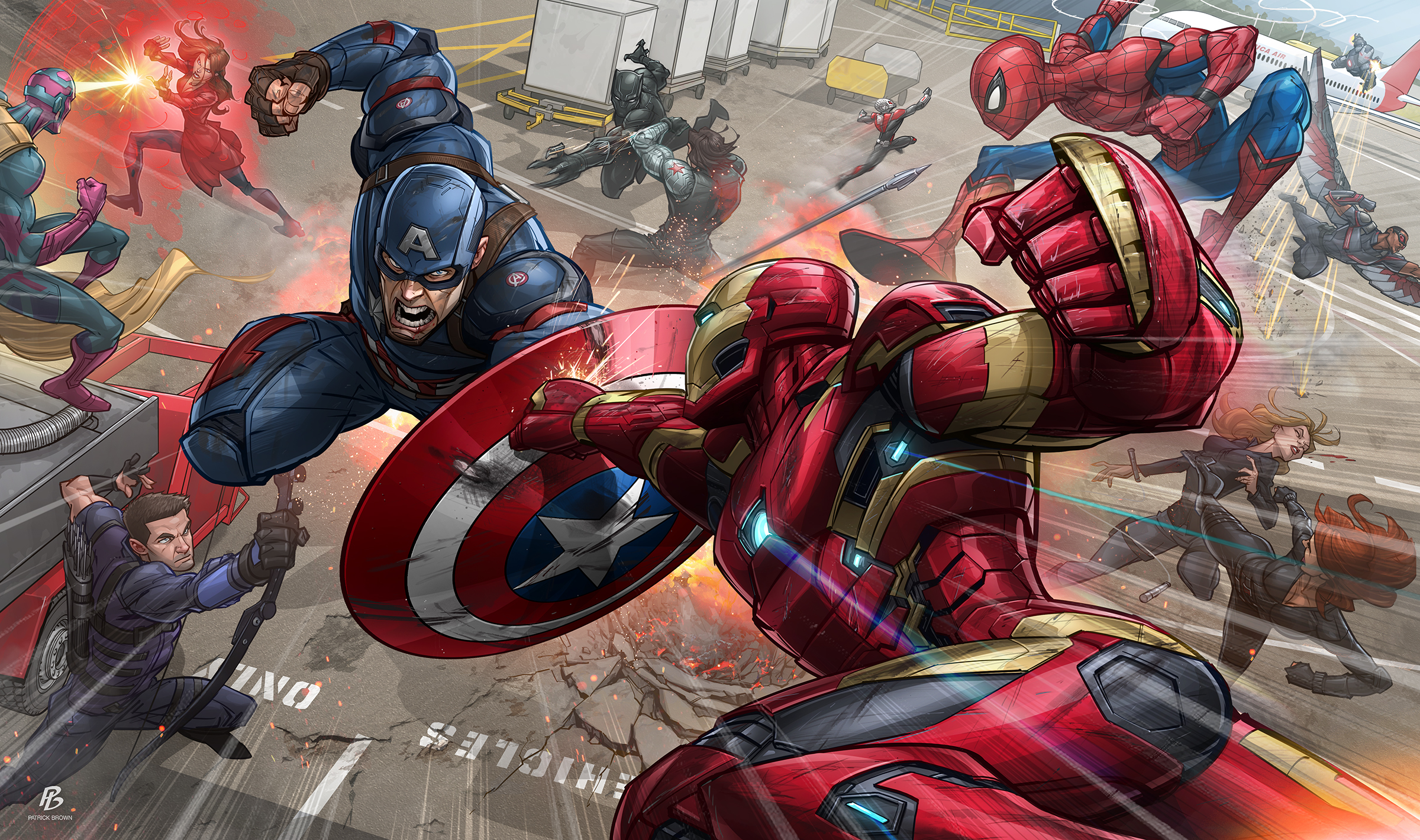 Civil War Marvel Drawing - HD Wallpaper 