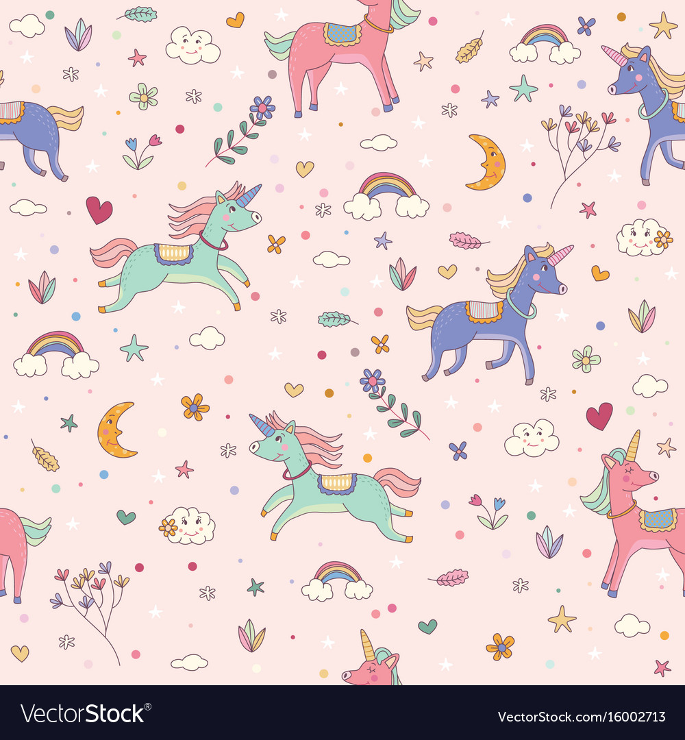Pink Pattern Unicorn - HD Wallpaper 