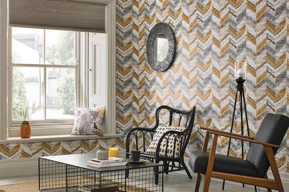 Arthouse Chevron Weave Ochre - HD Wallpaper 
