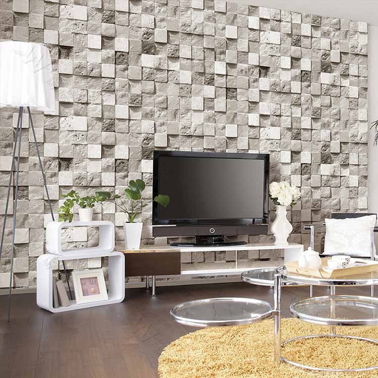 Home Living Rom Tv Wall Decoration 3d Pvc Stone Effect - Wall Paper Behind Tv - HD Wallpaper 