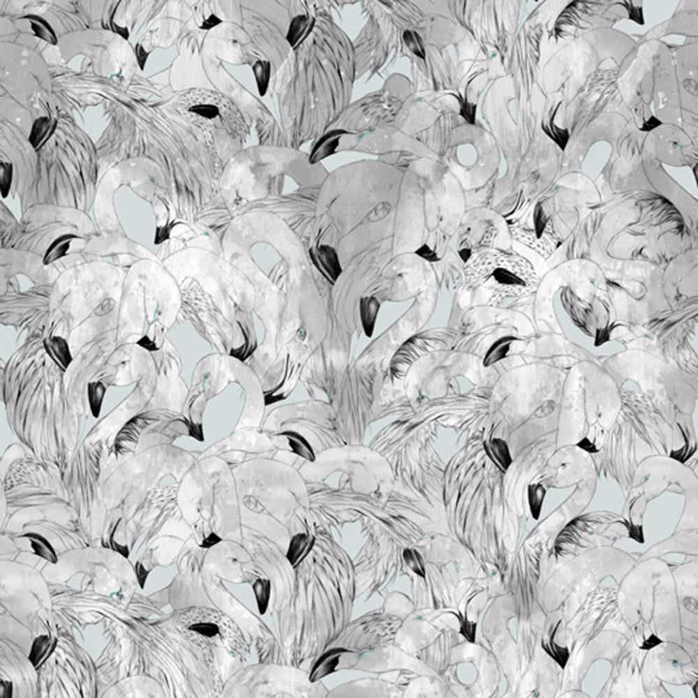 Flamingo Wallpaper - Pale Blue - Black And White Flamingo - HD Wallpaper 