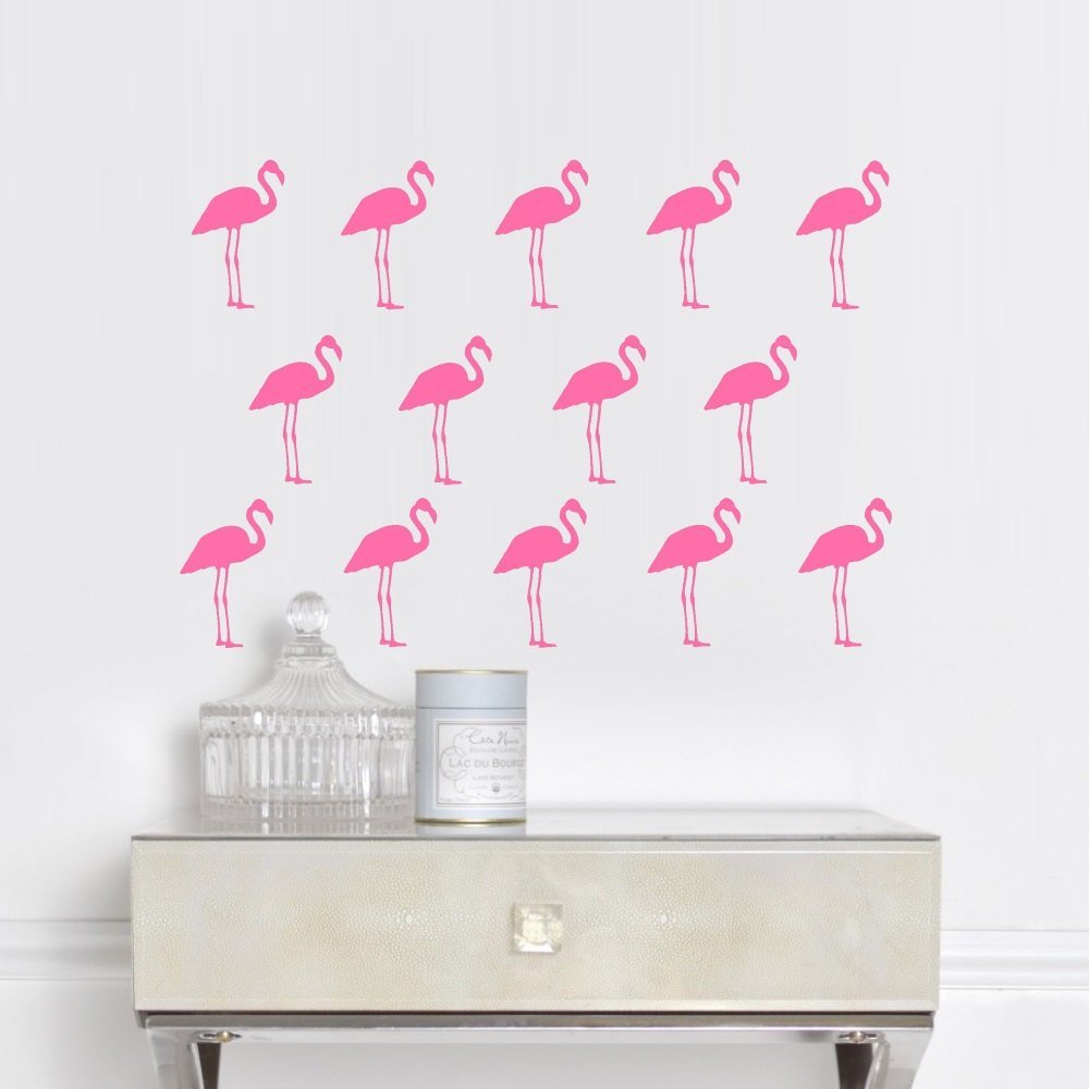 30 Flamingo Stickers, Flamingo Decal, Flamingo Nursery - White Nightstand With Metal Legs - HD Wallpaper 