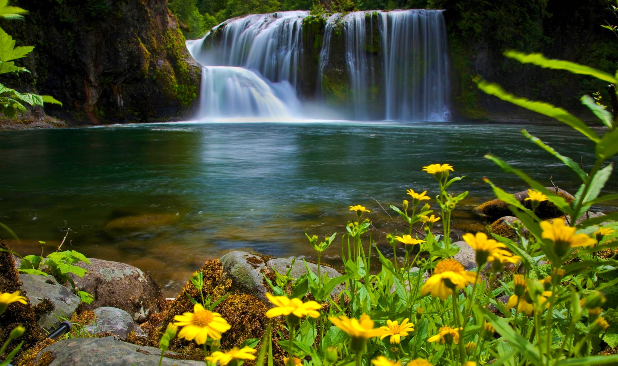 Spring Waterfall - HD Wallpaper 