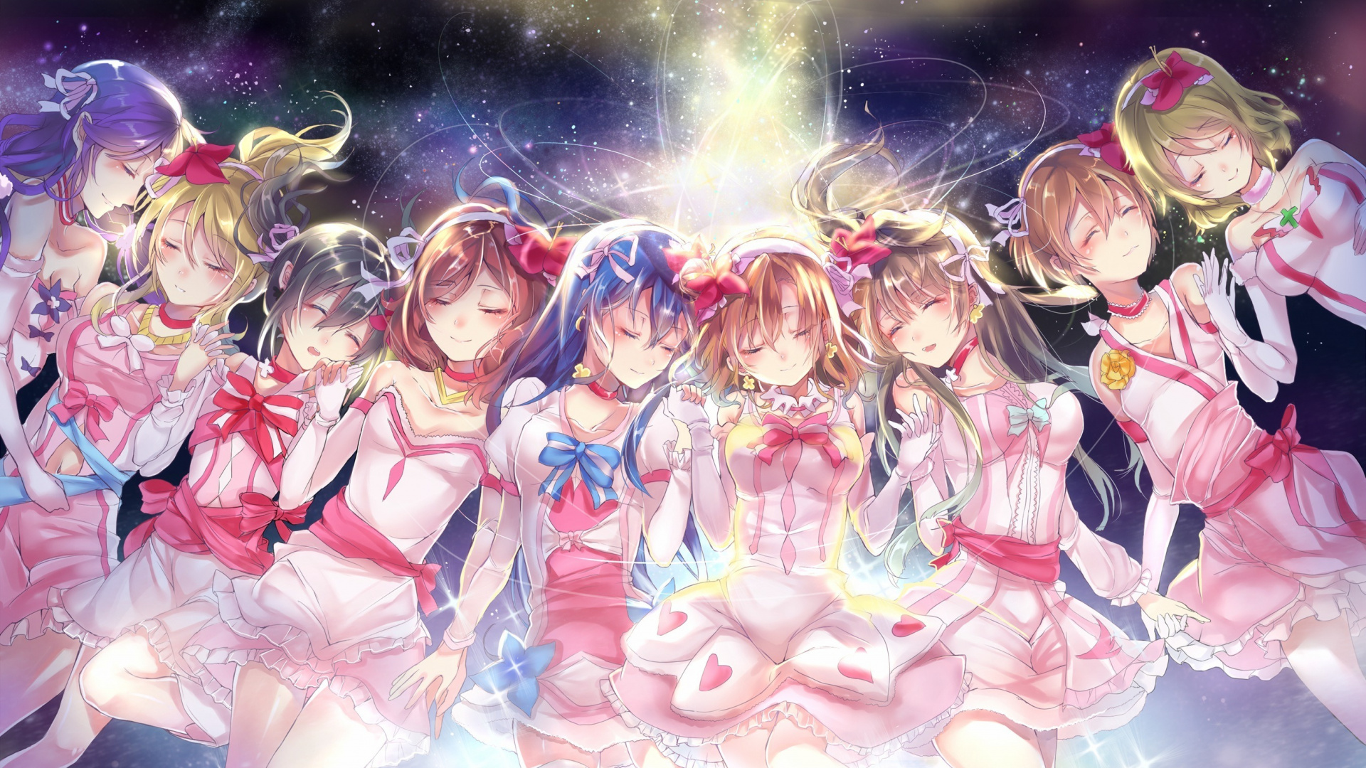 Love Live , Cute, All Anime Girls, Closed Eyes, Wallpaper - Love Live Cute Background - HD Wallpaper 