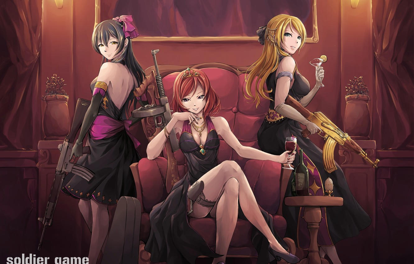 Photo Wallpaper Weapons, Anime, Mafia, Love- Live - Maki Nishikino Black Dress - HD Wallpaper 