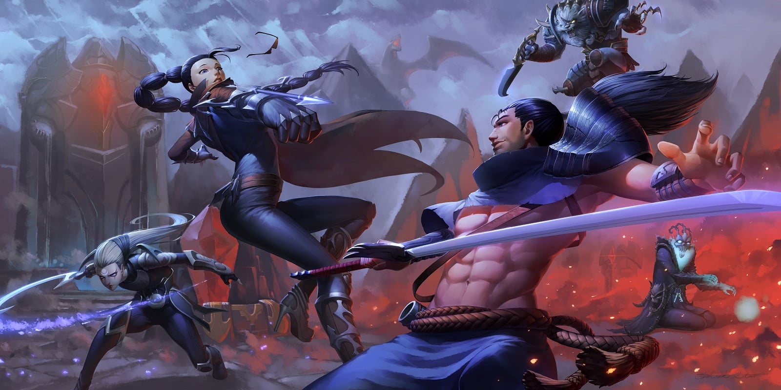 League Of Legends Yasuo Vayne - HD Wallpaper 