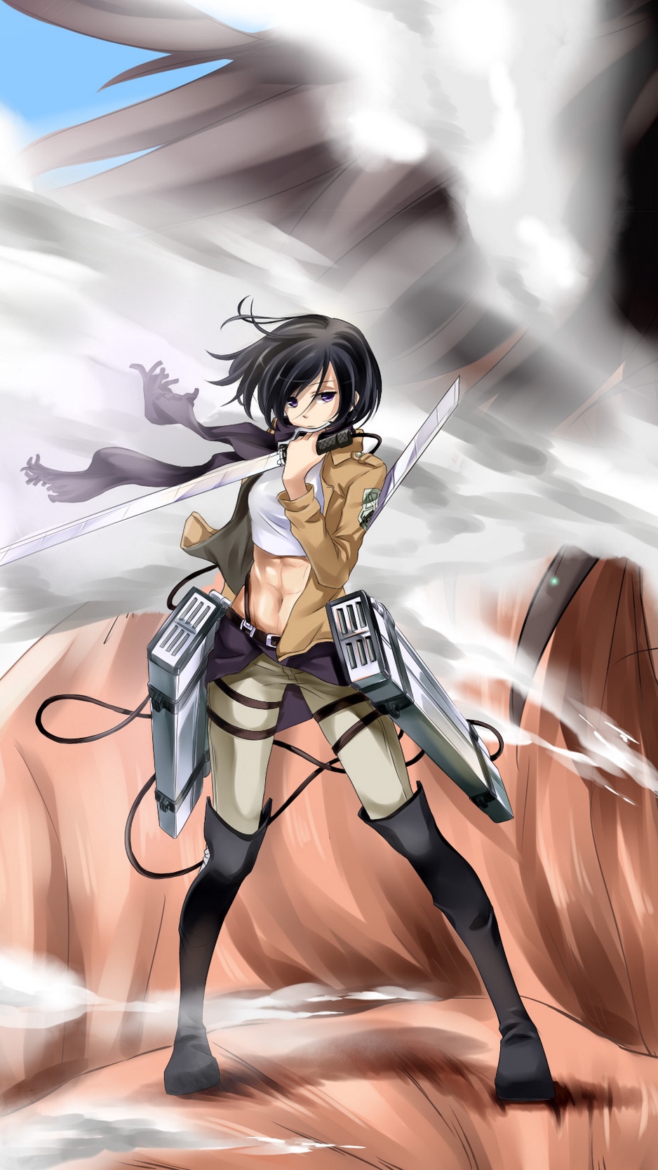 Wallpaper Titanium, Kousen Yasuo, Art, Mikasa Ackerman, - Mikasa Ackerman Iphone Wallpaper Hd - HD Wallpaper 