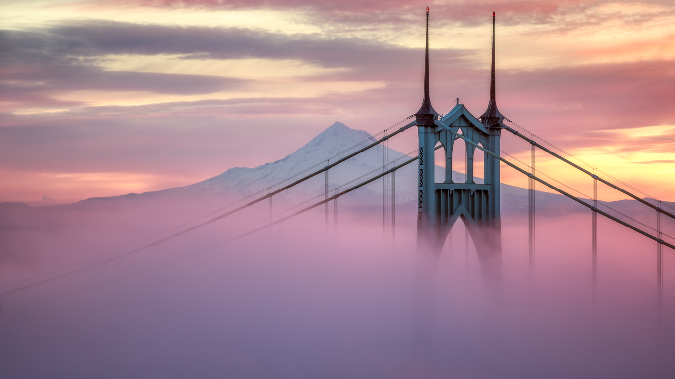 St Johns Bridge Sunrise - HD Wallpaper 