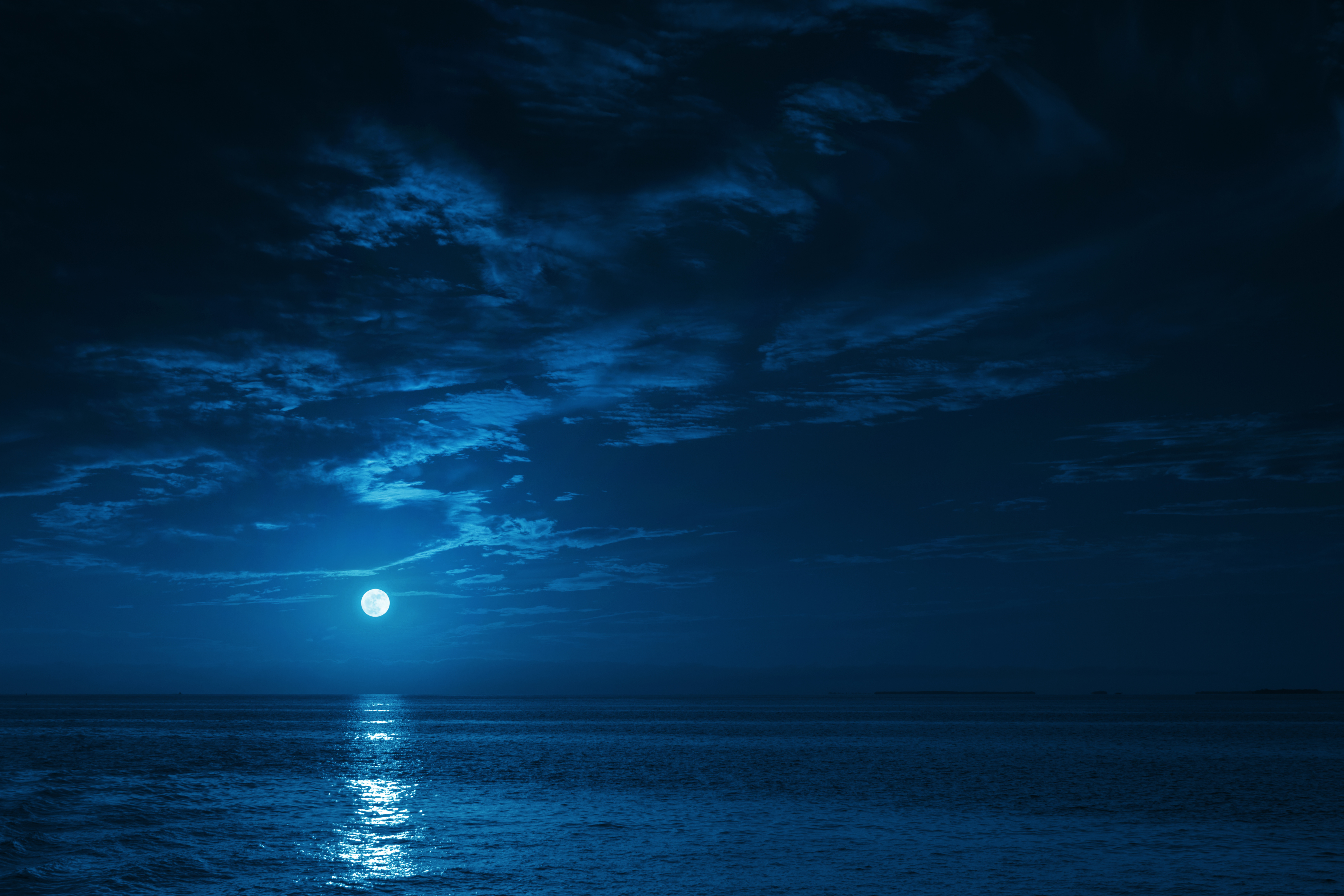 Night Ocean View - HD Wallpaper 
