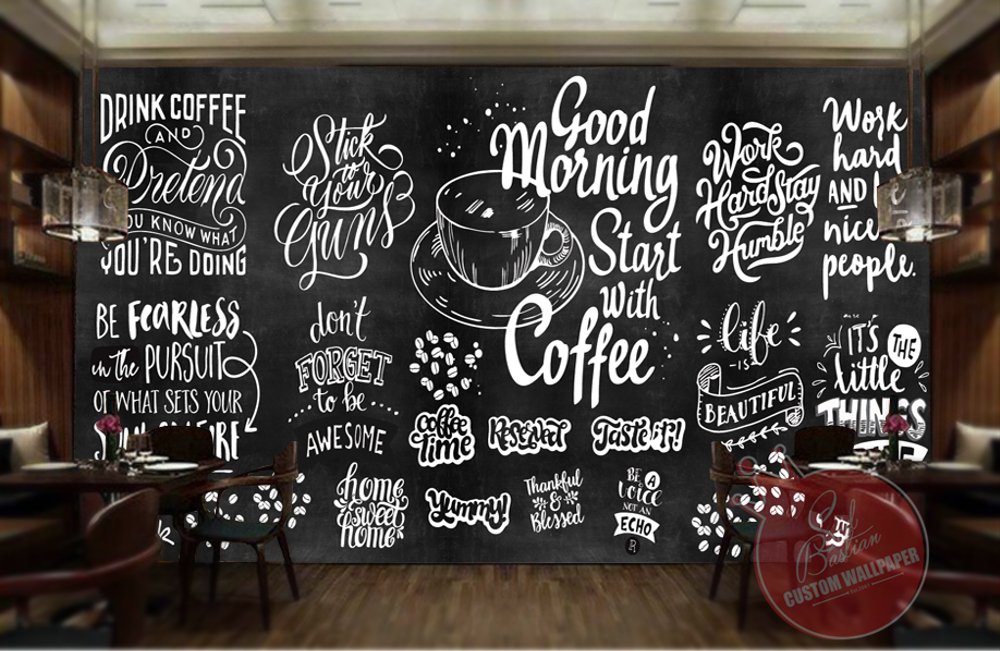 Wallpaper Dinding Custom Buat Coffee Shop Coffeeshop - Background Tembok Cafe - HD Wallpaper 