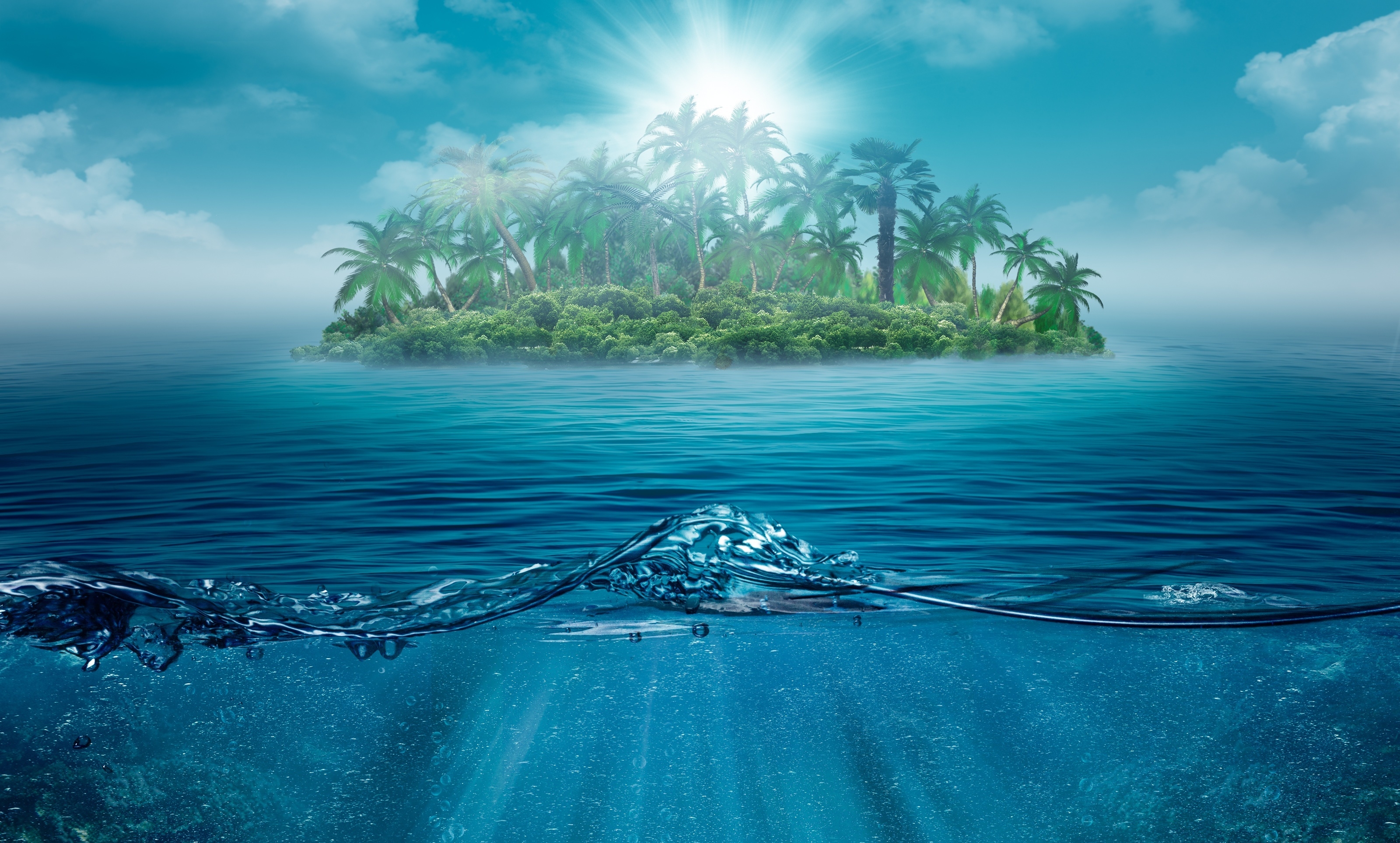 Island Surrounded By Water - HD Wallpaper 