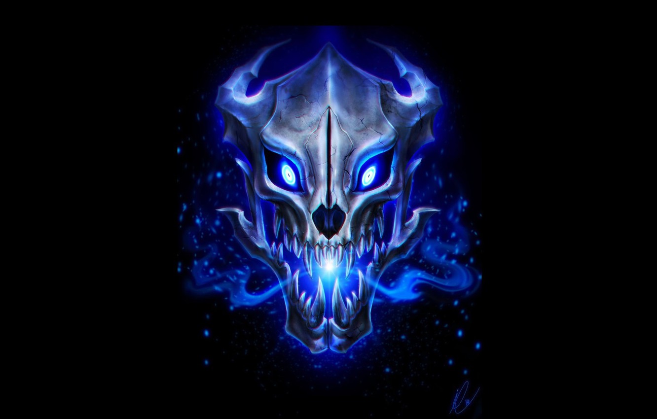 Photo Wallpaper Skull, Black Background, Undertale - Gaster Blaster - HD Wallpaper 