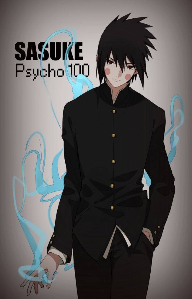 Mob Psycho 100, Uchiha Sasuke, Crossover - Mob Psycho 100 Sasuke - HD Wallpaper 