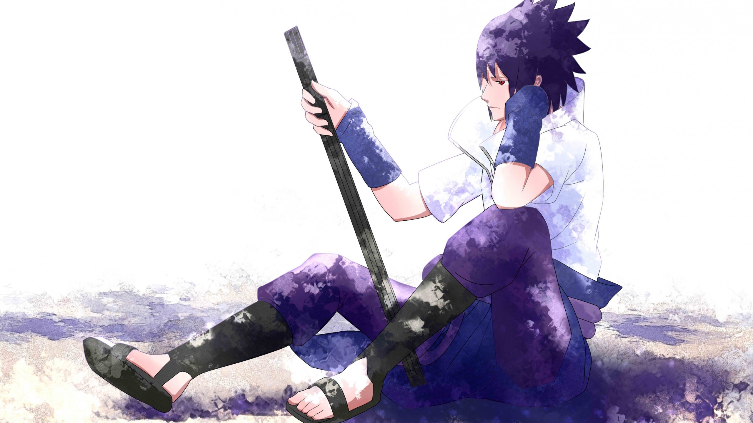 Uchiha Sasuke, Sword, Profile View, Naruto, Sit - Fondos De Pantalla Sasuke 4k - HD Wallpaper 