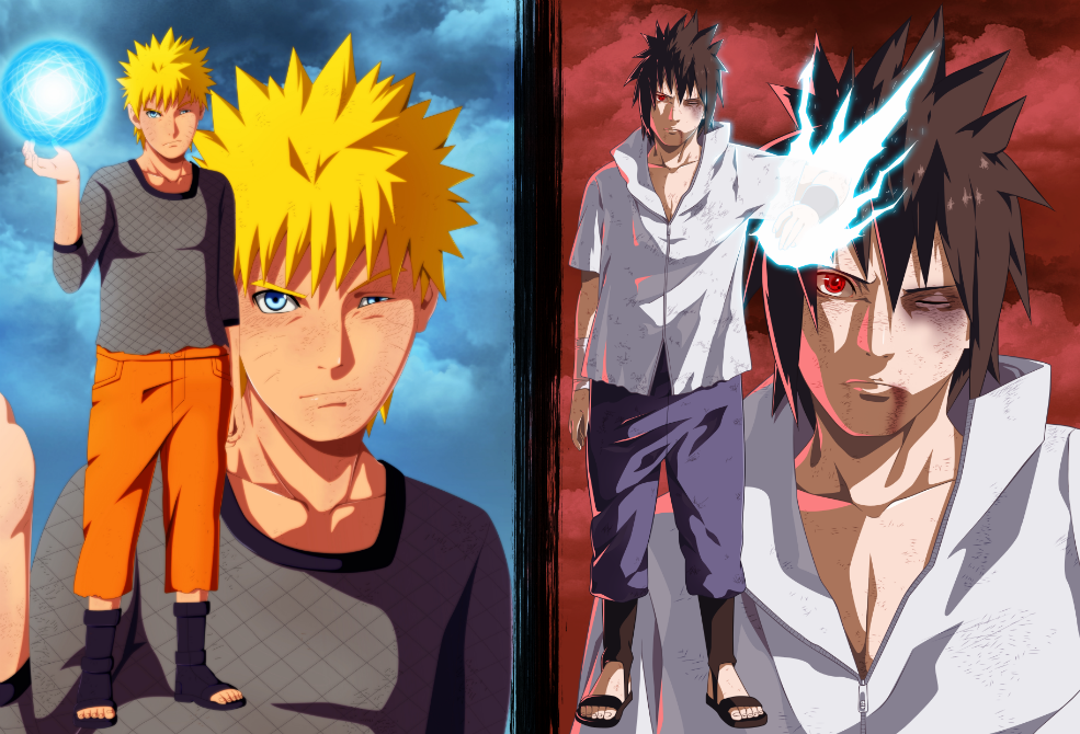 Naruto Uzumaki Sasuke Uchiha Silk Poster 20 X 14 Inch - Naruto Vs Sasuke - HD Wallpaper 