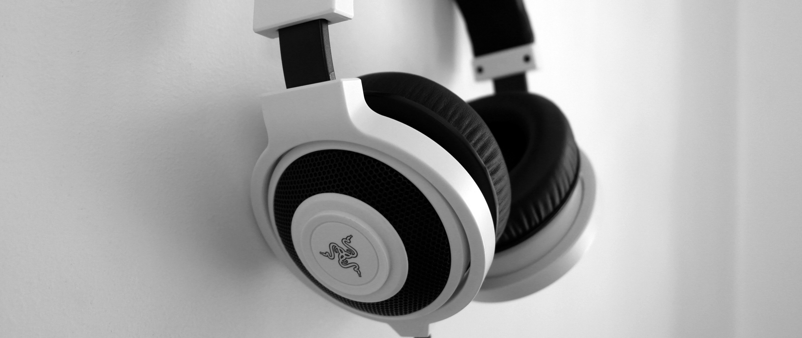 Wallpaper Razer, Headphones, Bw - Black And White Headphones Razer - HD Wallpaper 