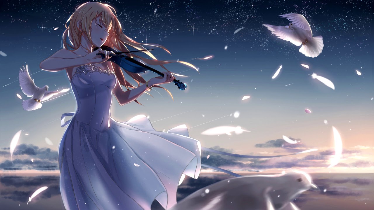 Anime Girl Playing Violin - HD Wallpaper 